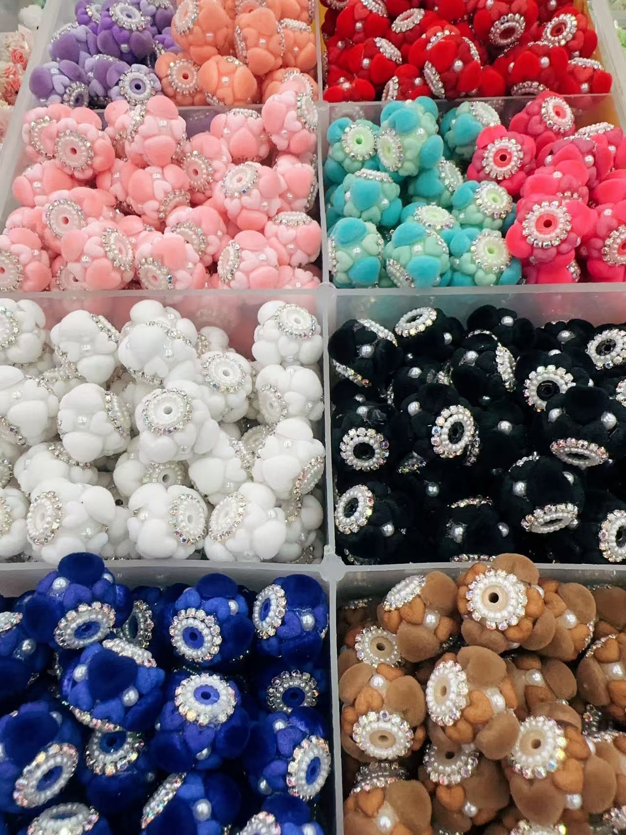 Flocked heart beads