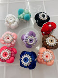 Flocked heart beads